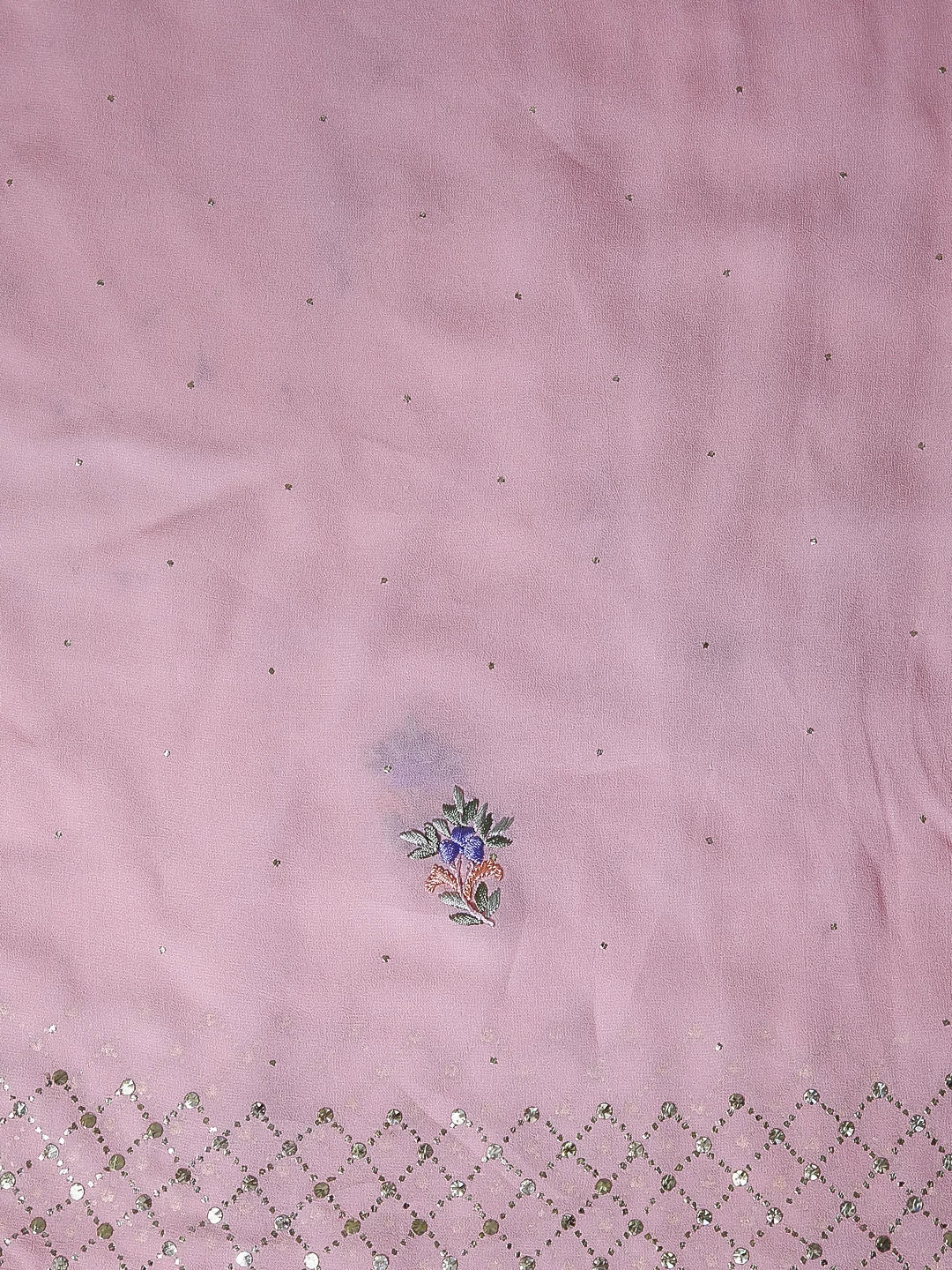 Ada Hand Embroidered Pink Viscose Georgette Lucknowi Chikankari Unstitched Kurta Dupatta Set With Parsi Work 01A388176
