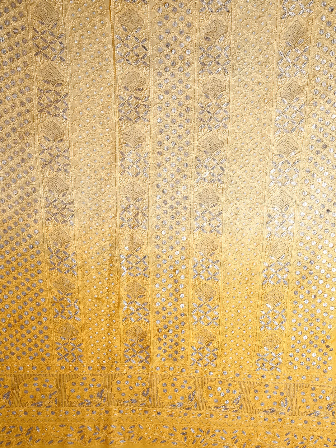 Ada Hand Embroidered Ombre Shade Of Yellow Georgette Lucknowi Chikankari Unstitched Kurta Dupatta Set With Gotapatti Work 01A374445