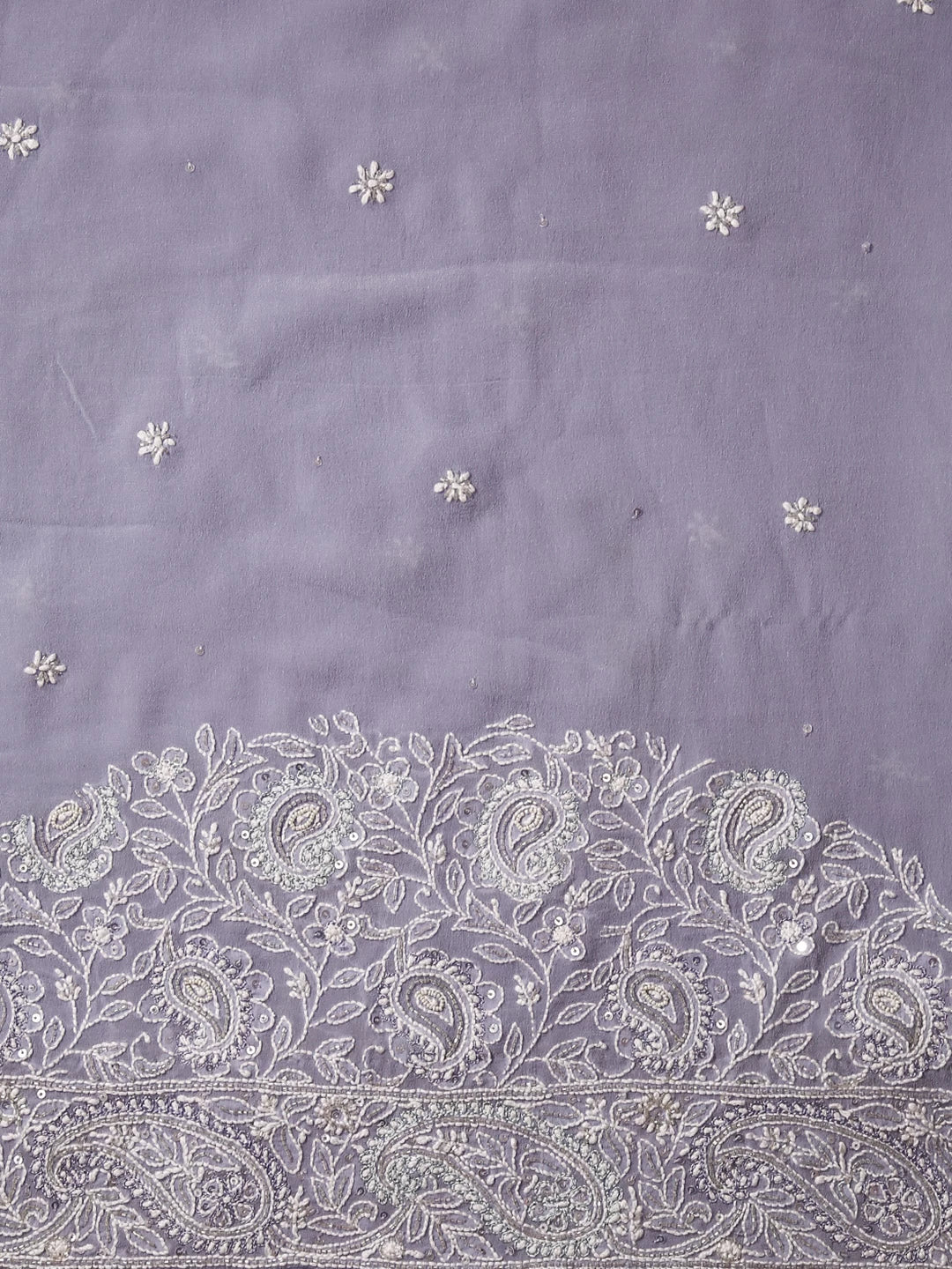 Ada Hand Embroidered Mauve Ombre Shade Georgette Lucknowi Chikankari Saree/Blouse With Sequinned Work 01A368753