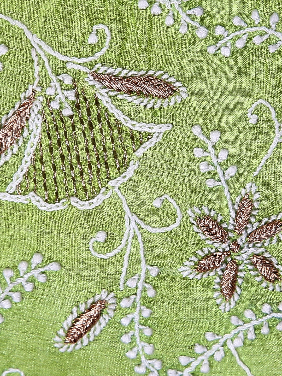 Ada Hand Embroidered Light Green Silk Lucknowi Chikankari Potli Bag With Zari Work 01A398070