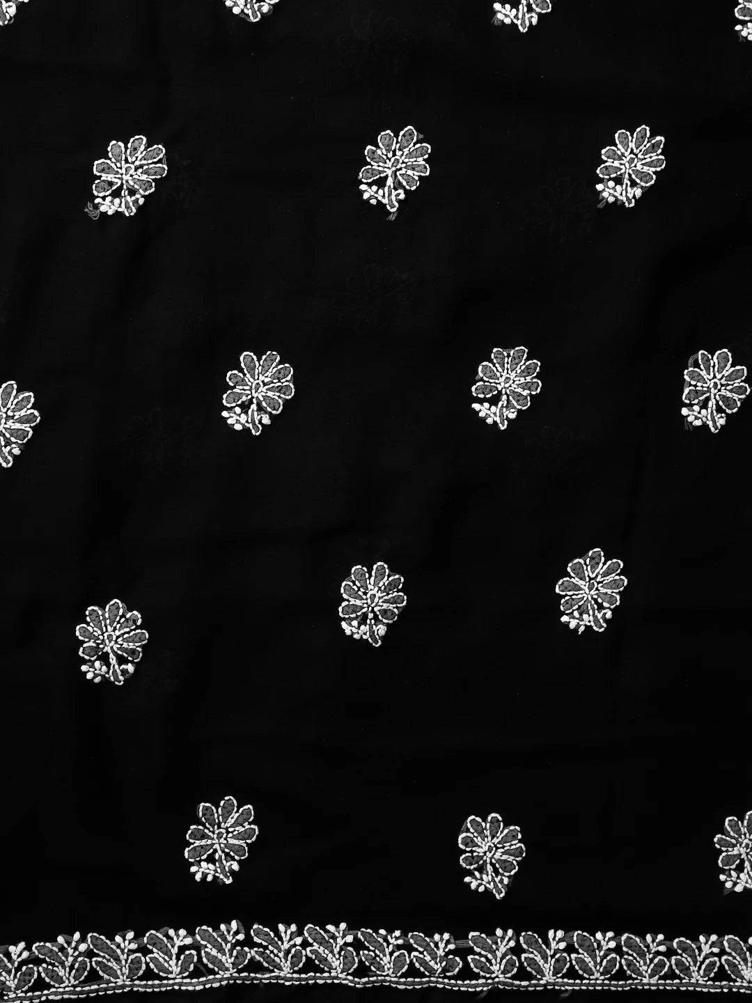Ada Hand Embroidered Black Georgette Lucknowi Chikankari Unstitched Suit Piece A211279