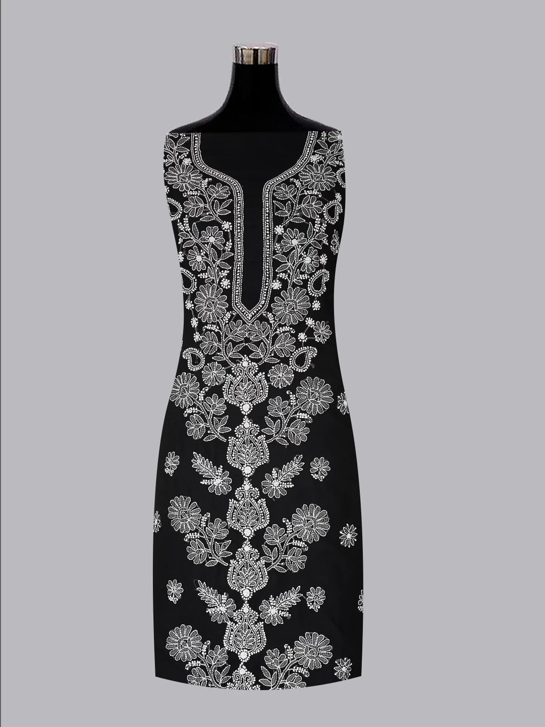 Ada Hand Embroidered Black Georgette Lucknowi Chikankari Unstitched Suit Piece A211279