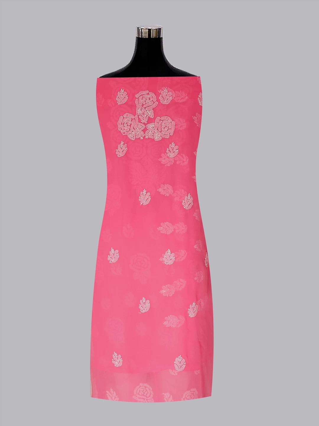Ada Hand Embroidered Dark Pink Georgette Lucknowi Chikankari Unstitched Suit Piece A211319