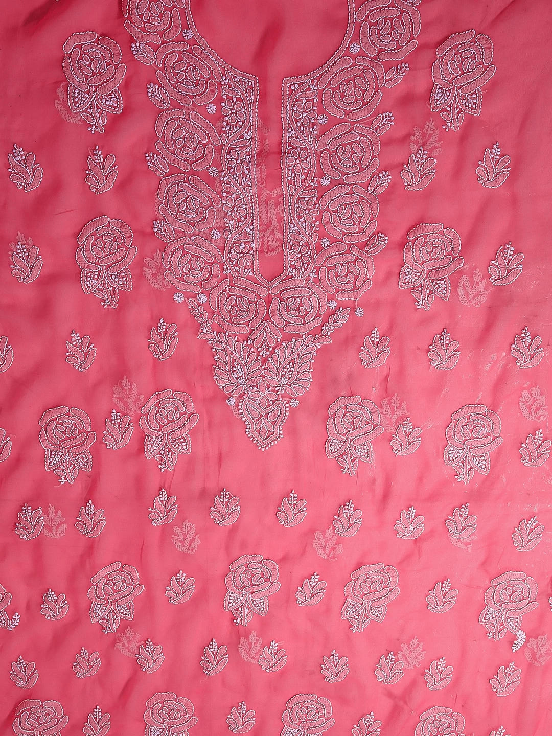 Ada Hand Embroidered Dark Pink Georgette Lucknowi Chikankari Unstitched Suit Piece A211319