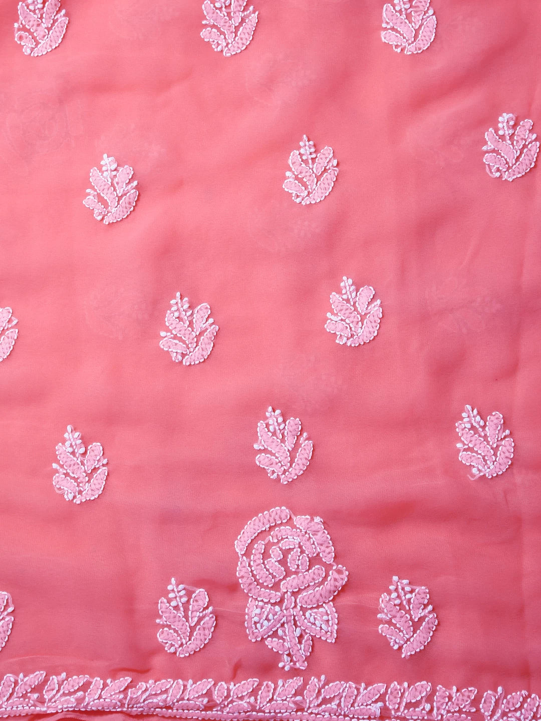 Ada Hand Embroidered Dark Pink Georgette Lucknowi Chikankari Unstitched Suit Piece A211319