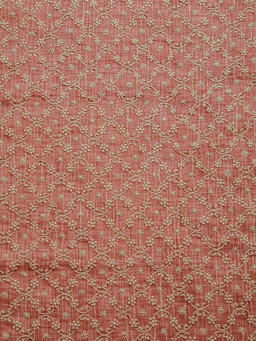 Ada Hand Embroidered Dusty Peach Khadi Cotton Lucknowi Chikankari Unstitched Men's Kurta Piece 01A362294
