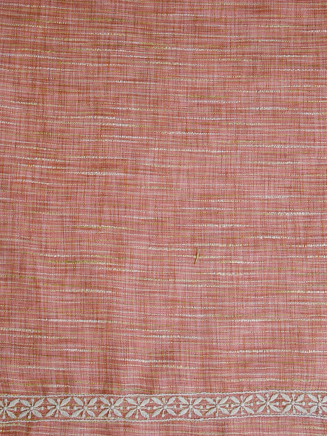 Ada Hand Embroidered Dusty Peach Khadi Cotton Lucknowi Chikankari Unstitched Men's Kurta Piece 01A362294