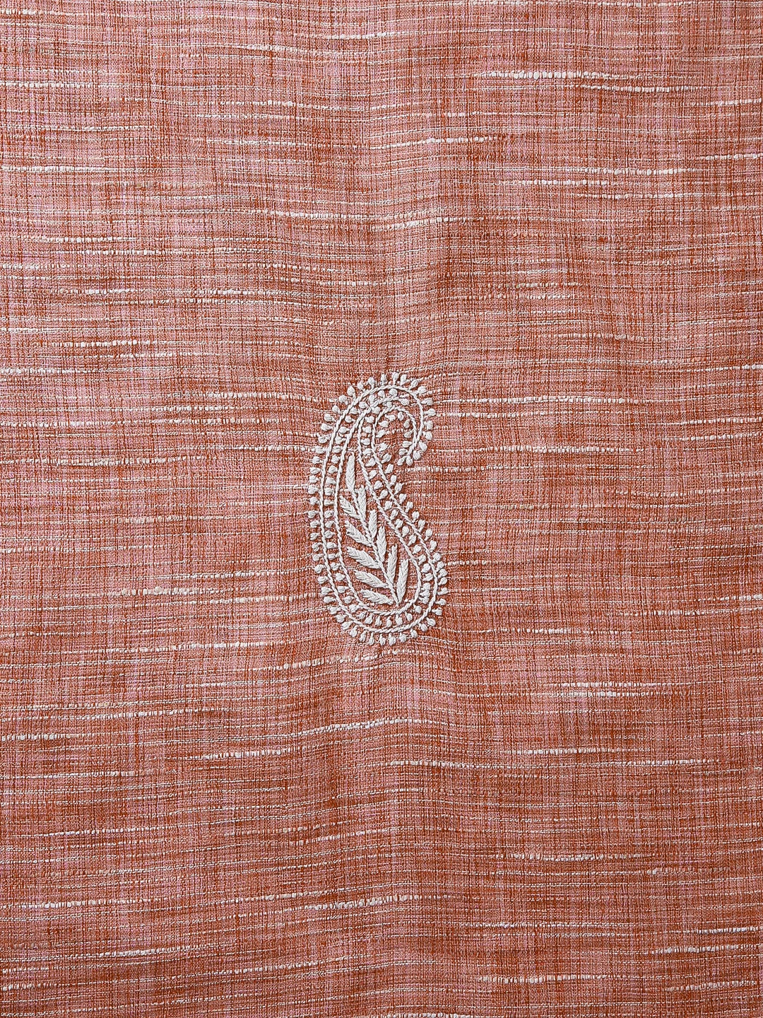 Ada Hand Embroidered Dusty Peach Khadi Cotton Lucknowi Chikankari Unstitched Men's Kurta Piece 01A362294