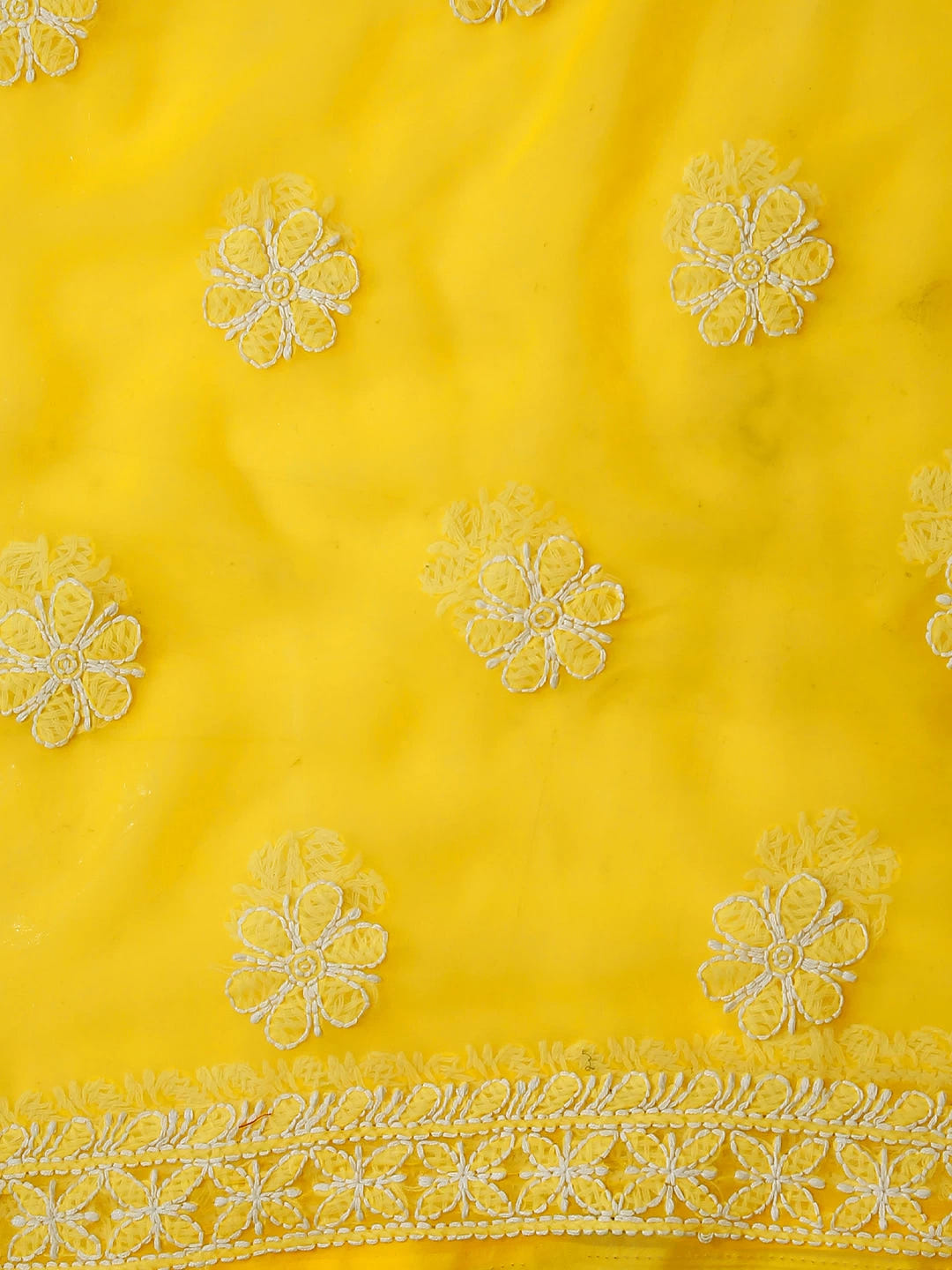 Ada Hand Embroidered Yellow Georgette Lucknowi Chikankari Unstitched Suit Piece A211313