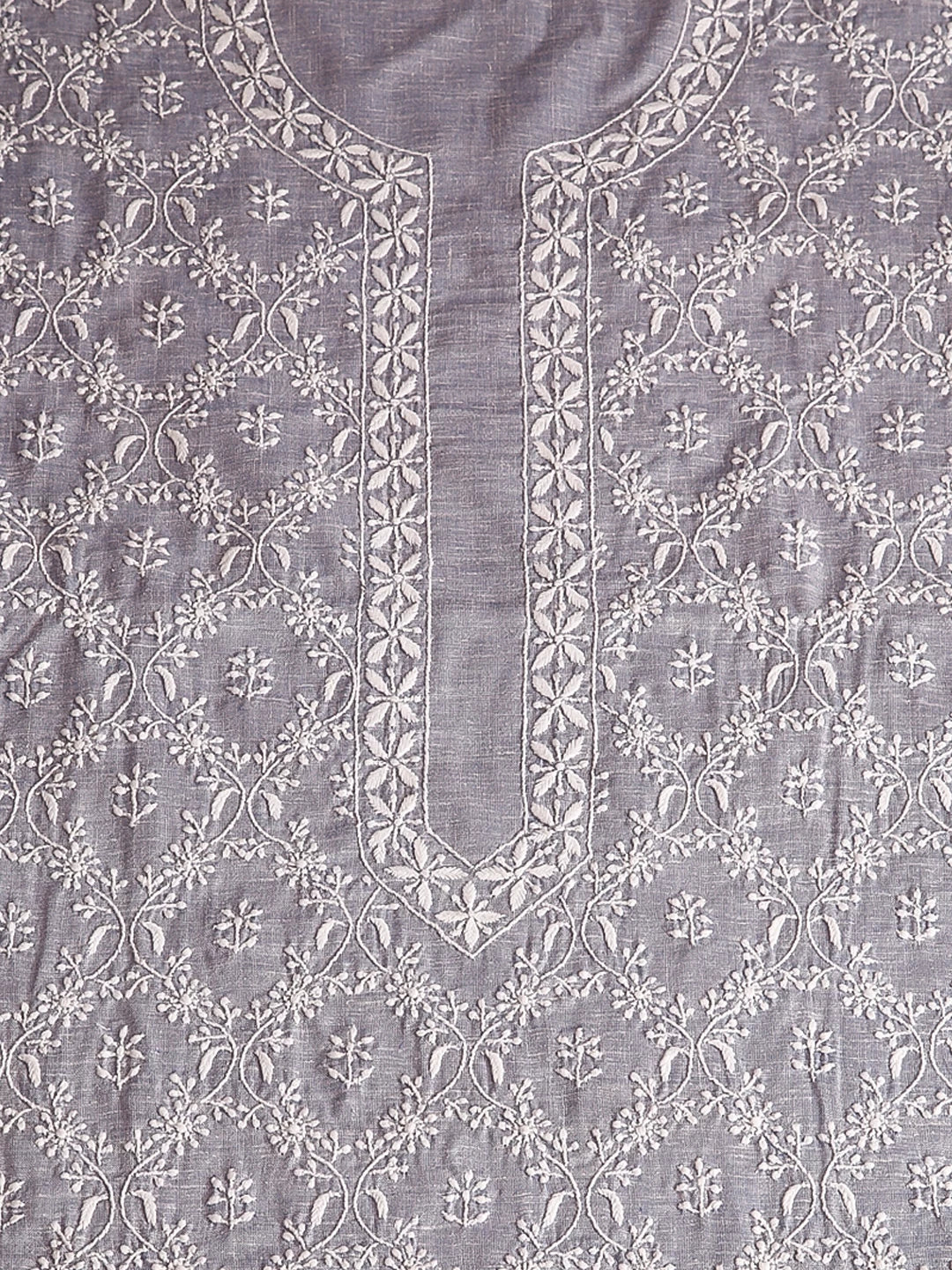 Ada Hand Embroidered Mauve Khadi Linen Lucknowi Chikankari Unstitched Men's Kurta Piece 01A421725