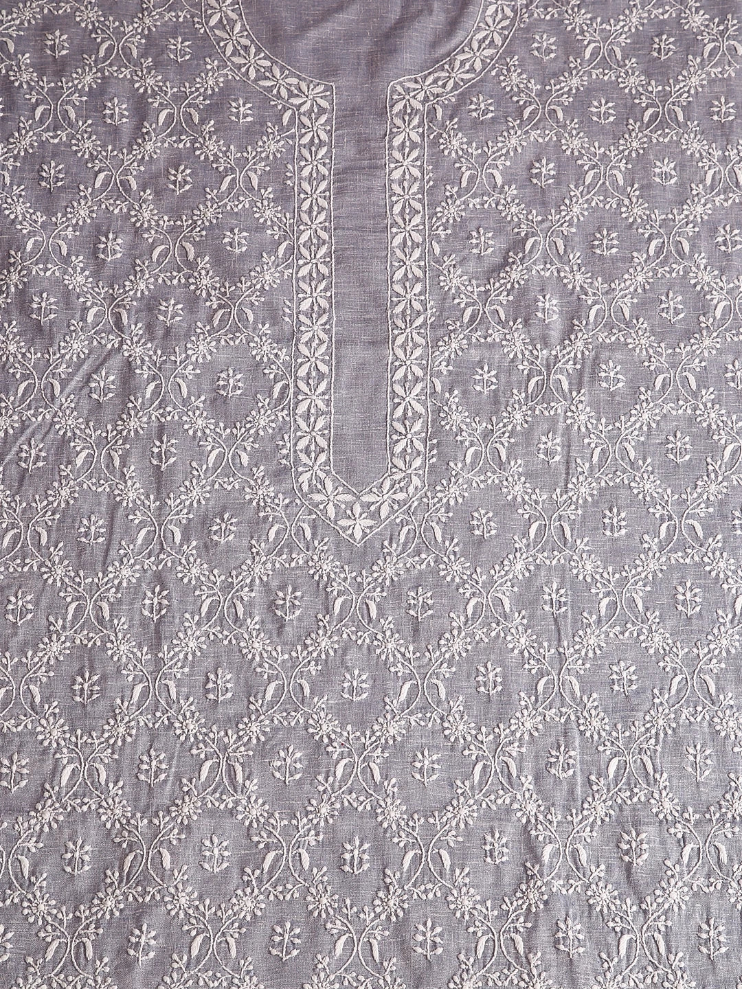 Ada Hand Embroidered Mauve Khadi Linen Lucknowi Chikankari Unstitched Men's Kurta Piece 01A421725