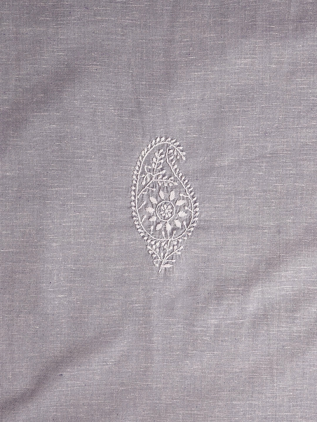 Ada Hand Embroidered Mauve Khadi Linen Lucknowi Chikankari Unstitched Men's Kurta Piece 01A421725