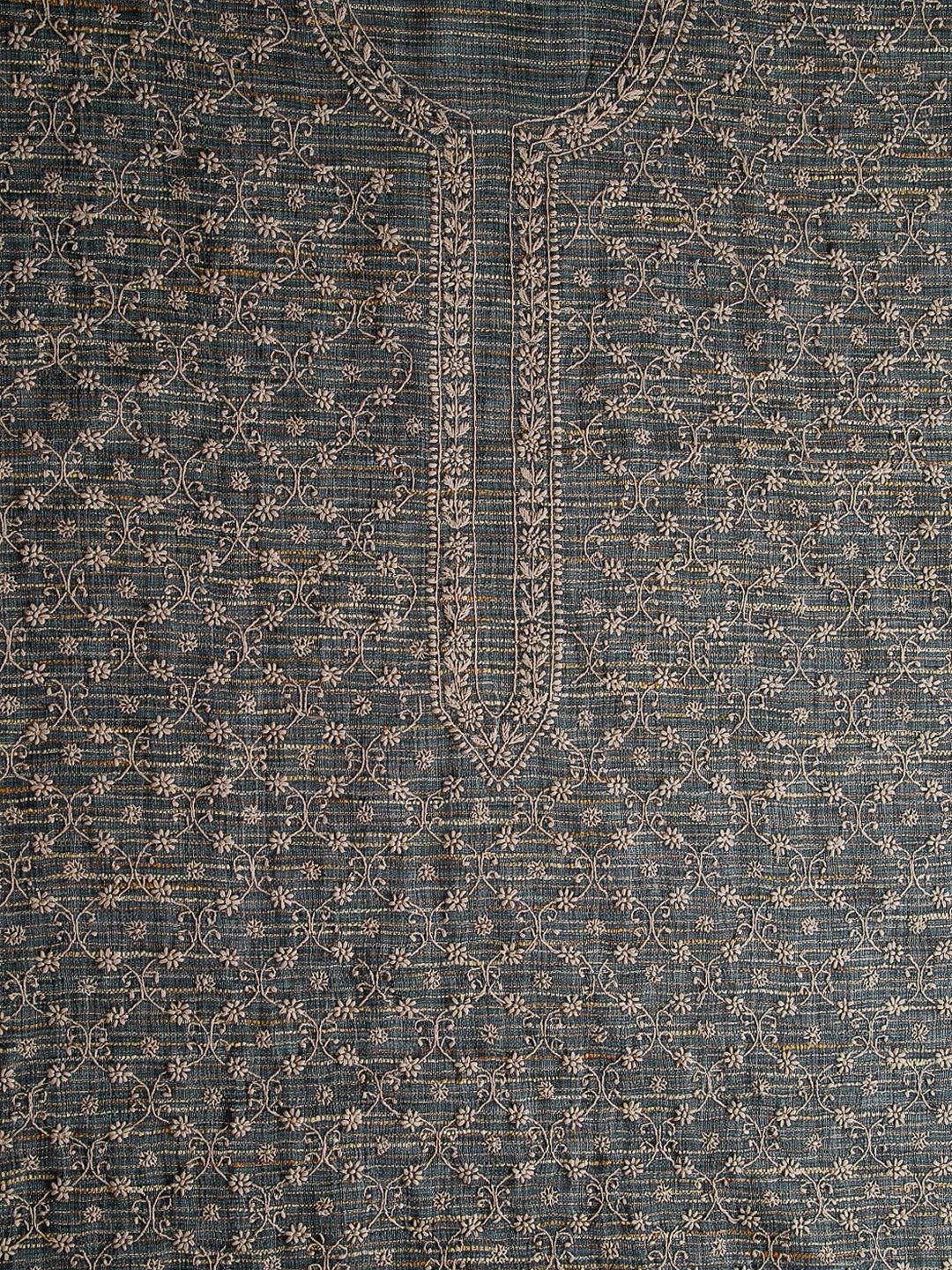 Ada Hand Embroidered Grey Khadi Cotton Lucknowi Chikankari Unstitched Men's Kurta Piece 01A395393