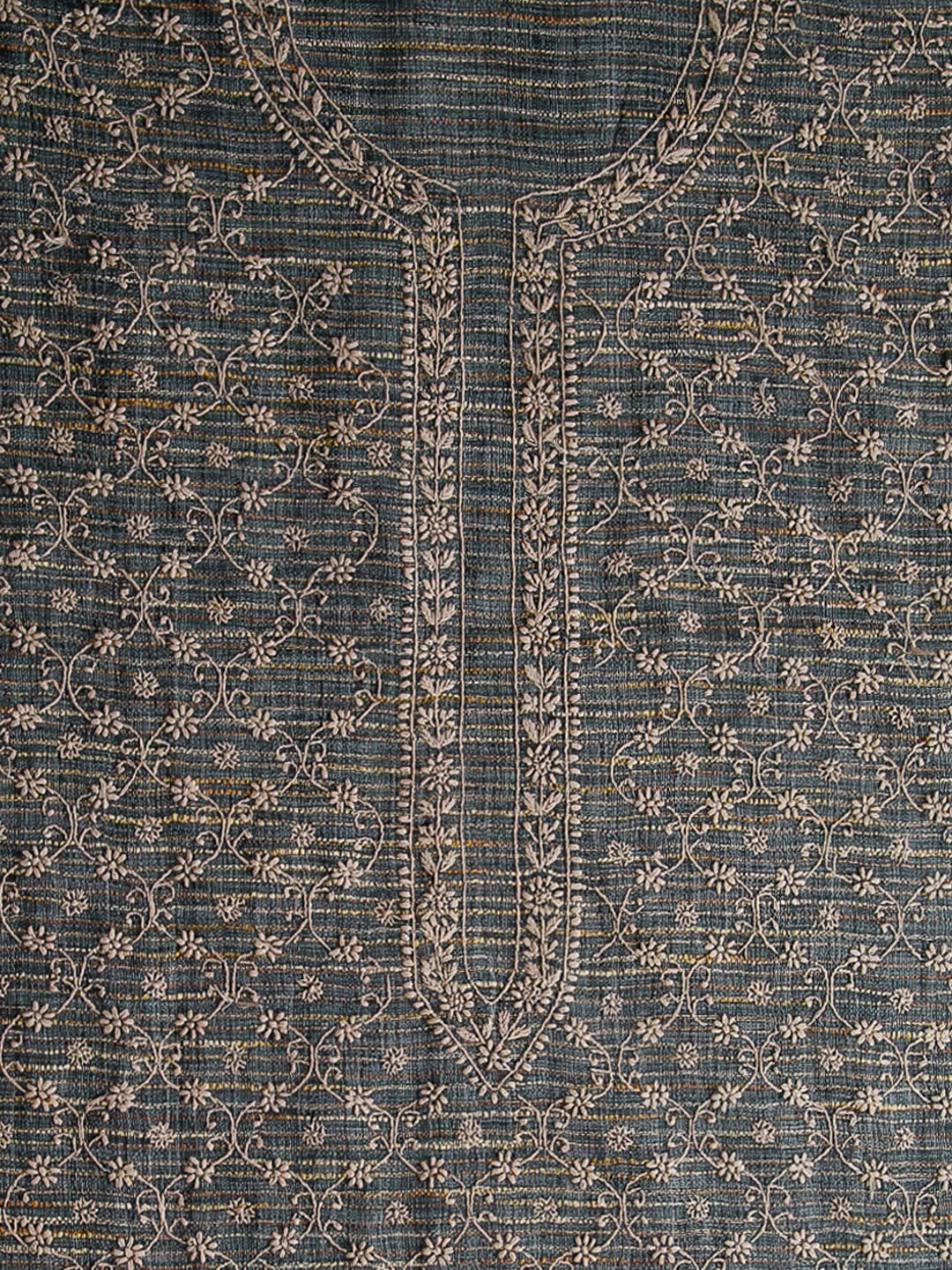 Ada Hand Embroidered Grey Khadi Cotton Lucknowi Chikankari Unstitched Men's Kurta Piece 01A395393