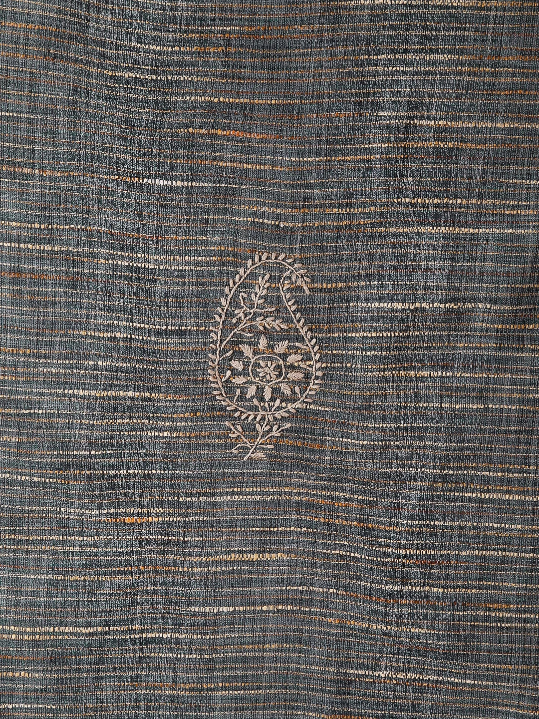 Ada Hand Embroidered Grey Khadi Cotton Lucknowi Chikankari Unstitched Men's Kurta Piece 01A395393