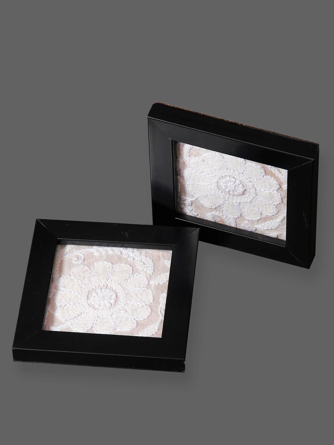 Ada Hand Embroidered Fawn Georgette Lucknowi Chikankari Table Coaster Set 01A134632