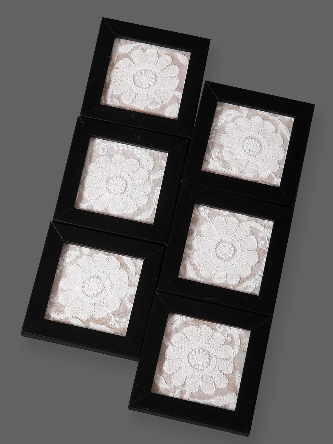 Ada Hand Embroidered Fawn Georgette Lucknowi Chikankari Table Coaster Set 01A134632