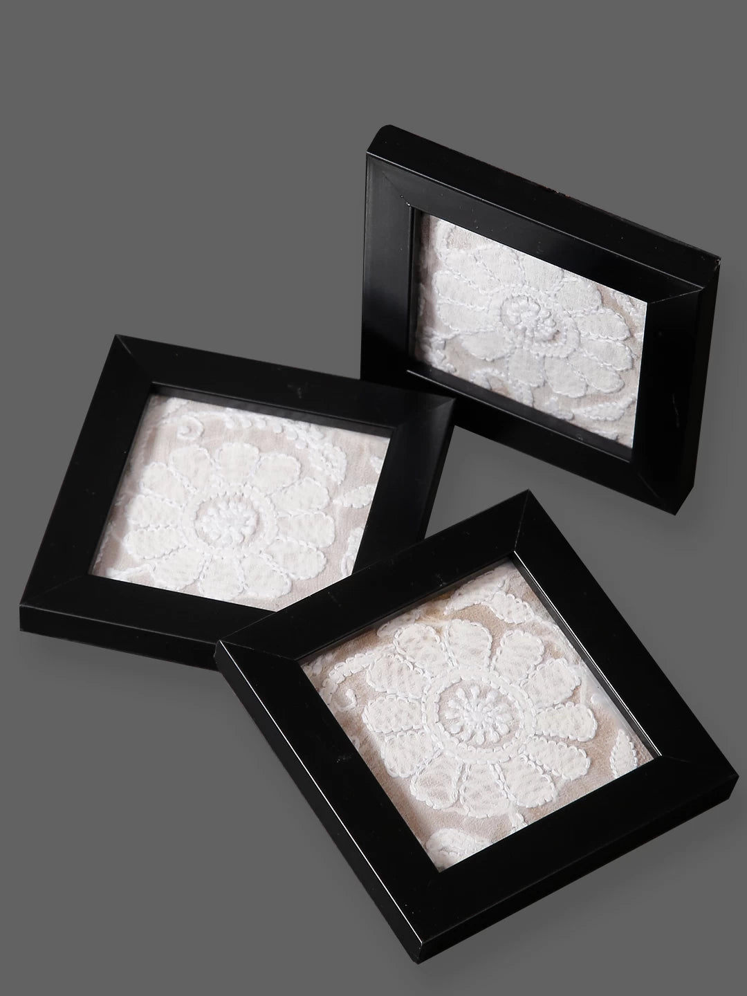 Ada Hand Embroidered Fawn Georgette Lucknowi Chikankari Table Coaster Set 01A134632