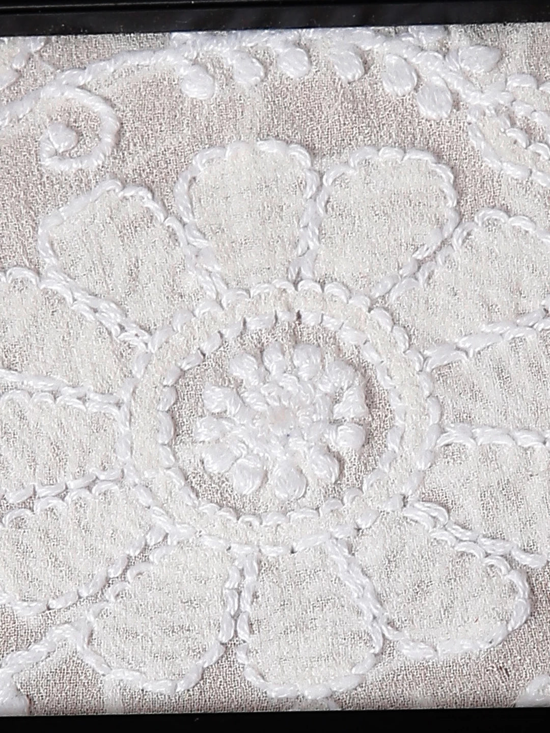 Ada Hand Embroidered Fawn Georgette Lucknowi Chikankari Table Coaster Set 01A134632