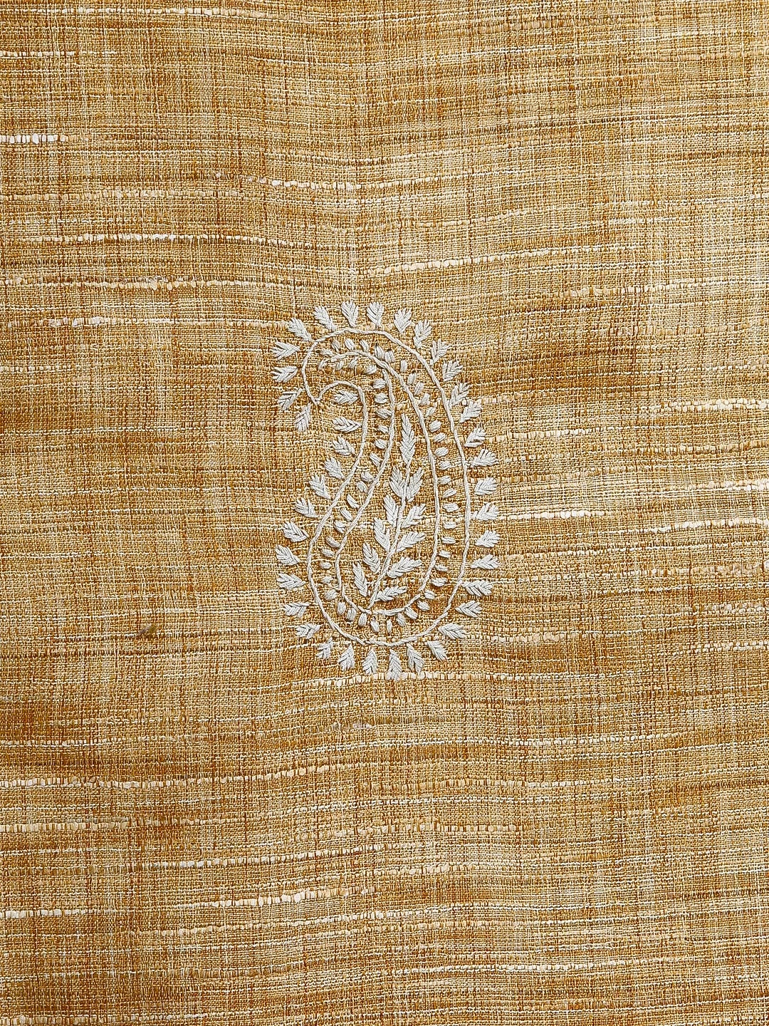 Ada Hand Embroidered Mustard Khadi Cotton Lucknowi Chikankari Unstitched Men's Kurta Piece 01A442808