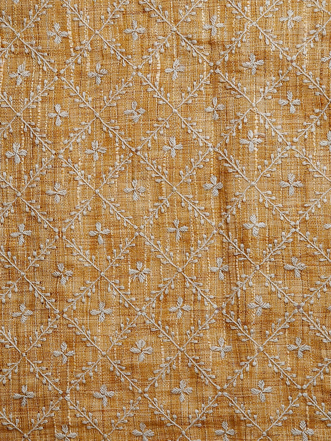 Ada Hand Embroidered Mustard Khadi Cotton Lucknowi Chikankari Unstitched Men's Kurta Piece 01A442808