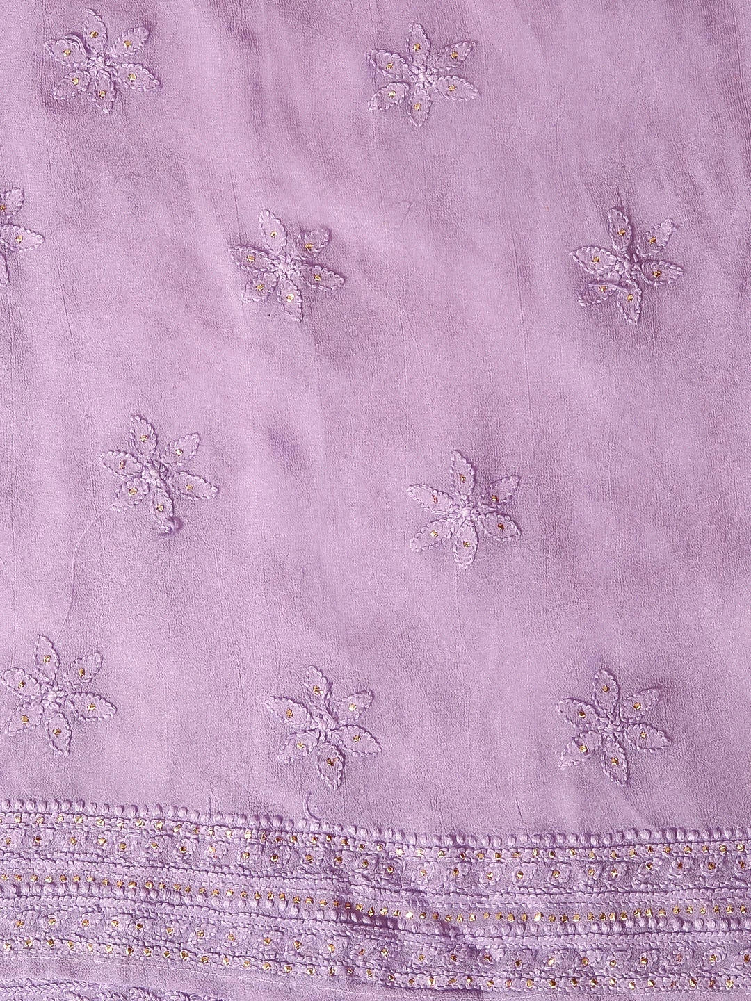 Ada Hand Embroidered Mauve And Blue Ombre shade Georgette Lucknowi Chikankari Semi-Stitched Anarkali Kurta Dupatta Set With Mukaish Work 01A302563