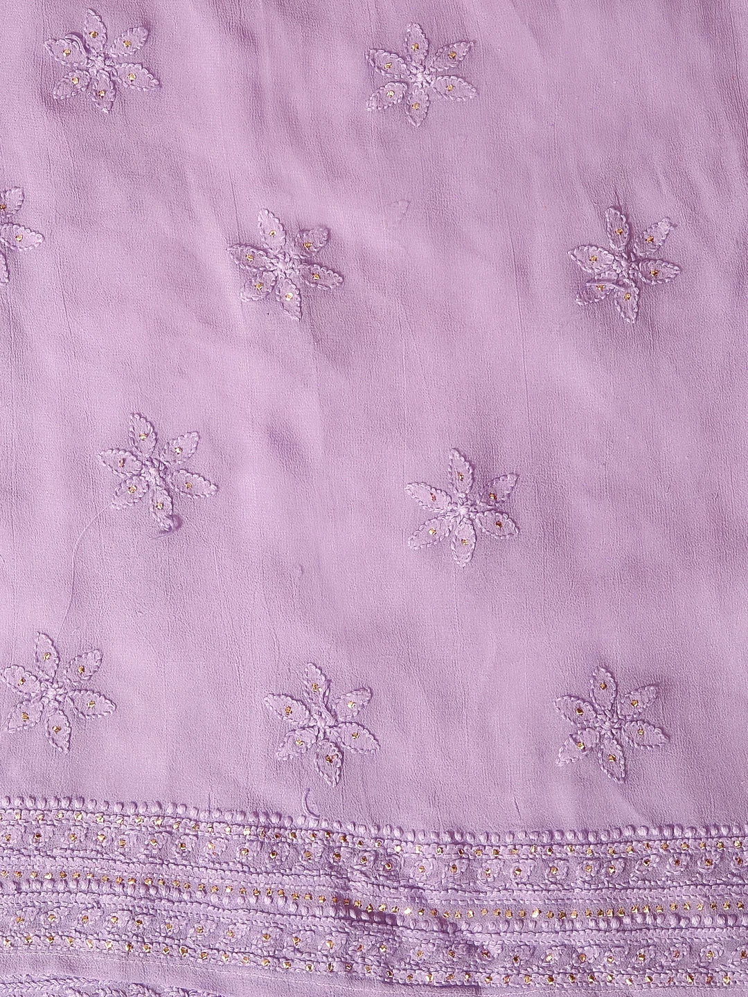 Ada Hand Embroidered Mauve And Blue Ombre shade Georgette Lucknowi Chikankari Semi-Stitched Anarkali Kurta Dupatta Set With Mukaish Work 01A302563
