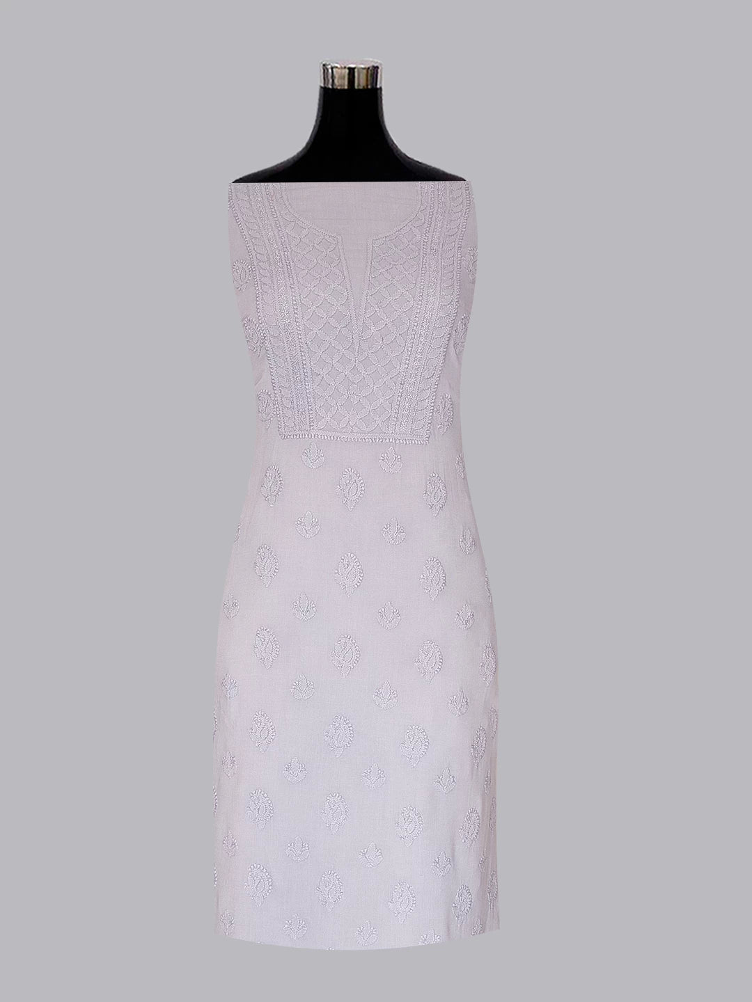 Ada Hand Embroidered Light Grey Modal Lucknowi Chikankari Unstitched Suit Piece 01A368099