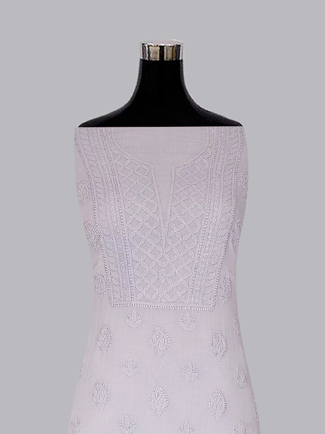 Ada Hand Embroidered Light Grey Modal Lucknowi Chikankari Unstitched Suit Piece 01A368099