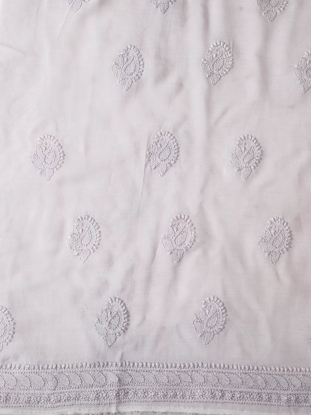 Ada Hand Embroidered Light Grey Modal Lucknowi Chikankari Unstitched Suit Piece 01A368099