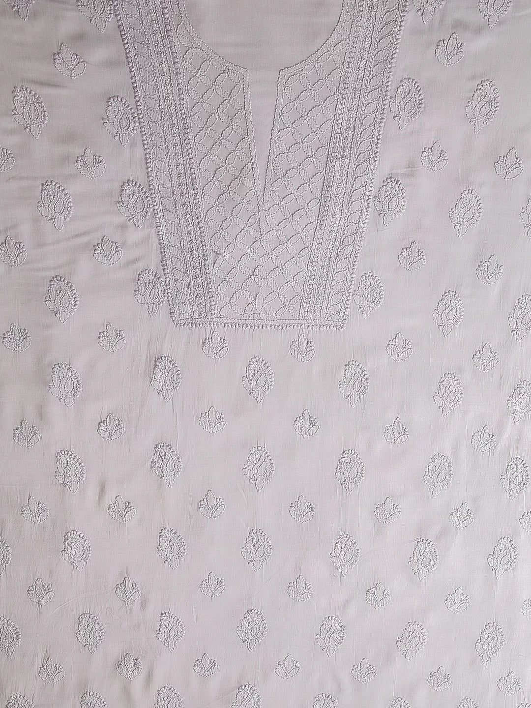 Ada Hand Embroidered Light Grey Modal Lucknowi Chikankari Unstitched Suit Piece 01A368099
