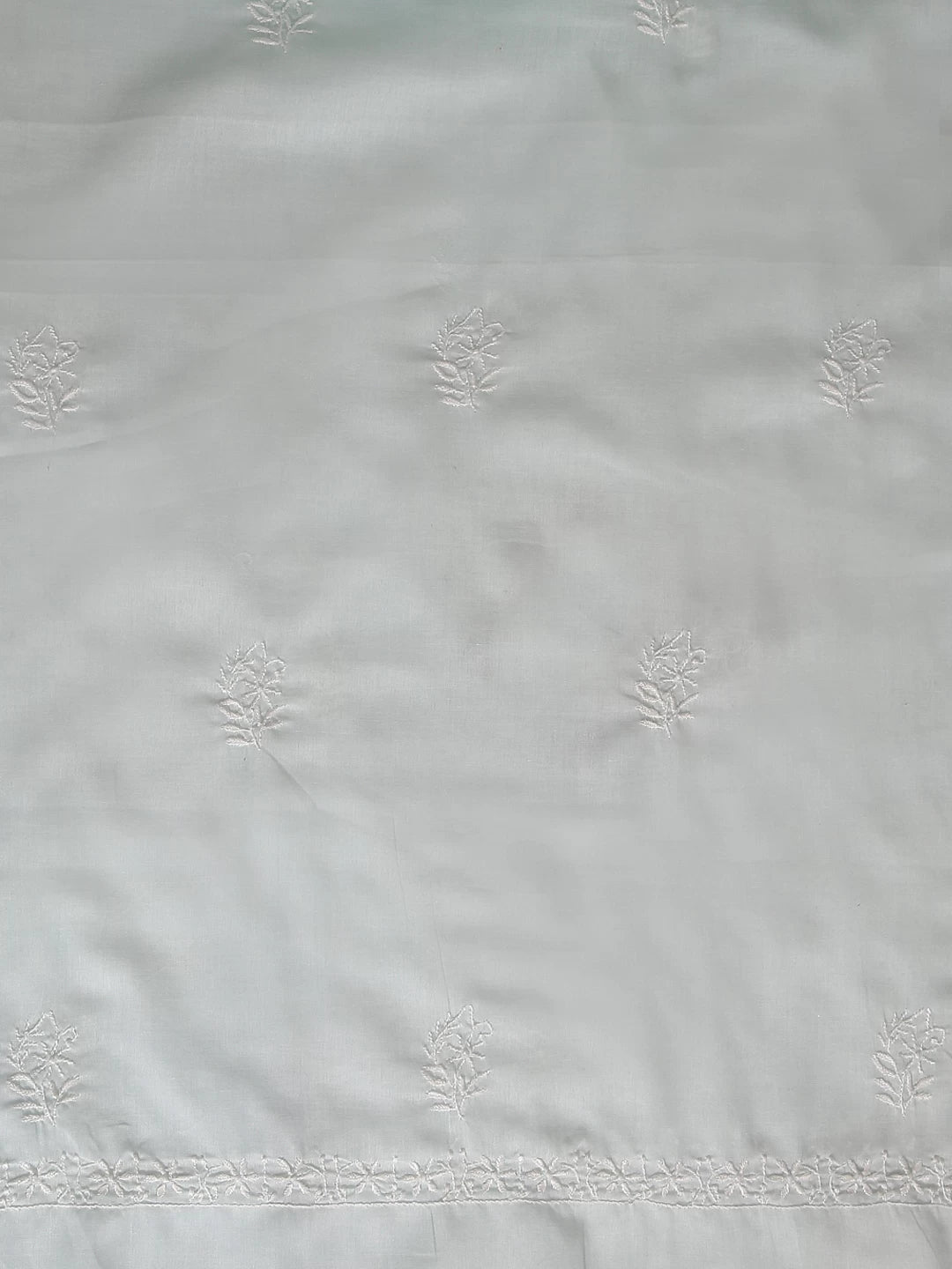 Ada Hand Embroidered Sea Green Cotton Lucknowi Chikankari Unstitched Suit Piece 01A334734