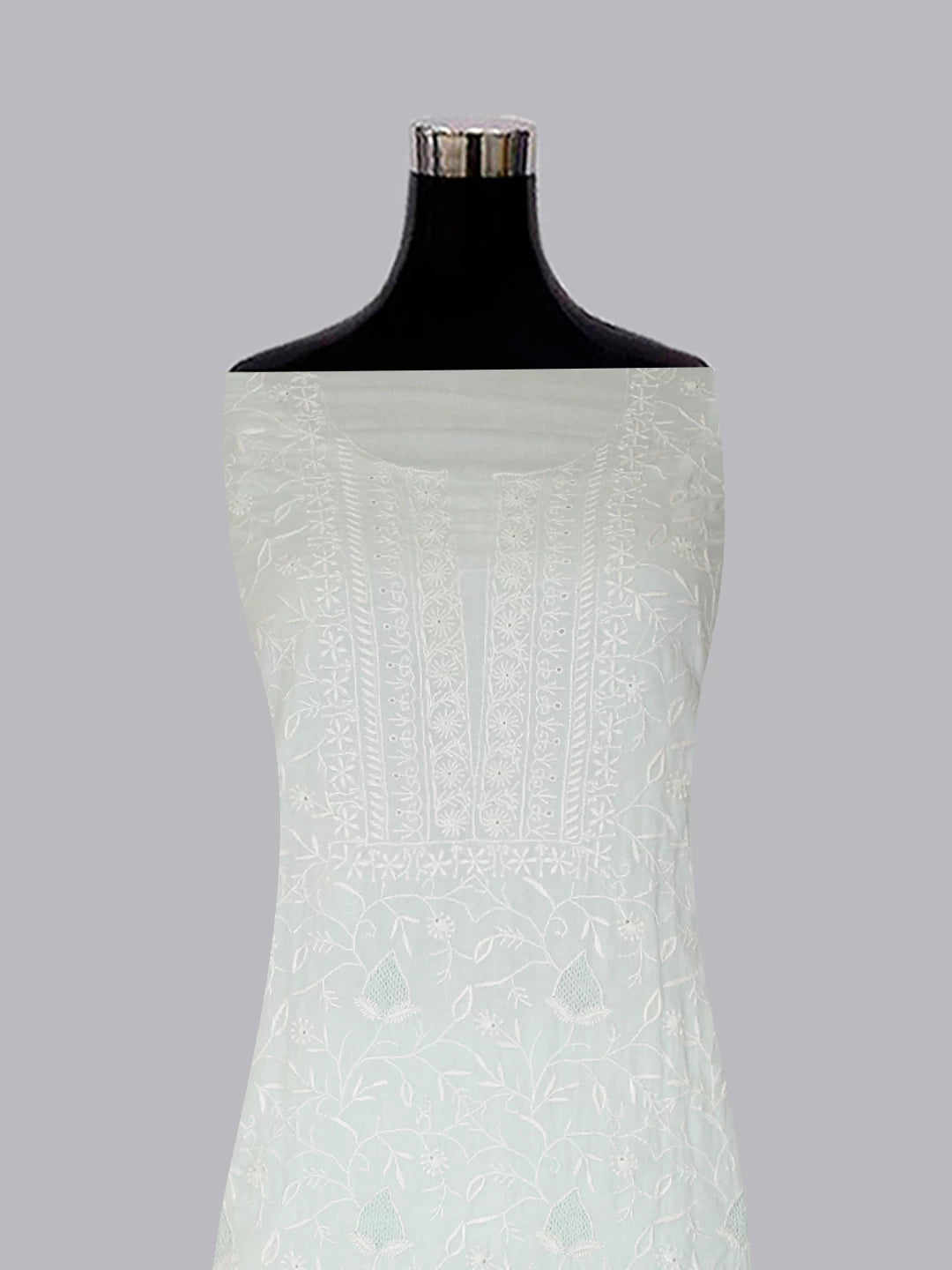 Ada Hand Embroidered Sea Green Cotton Lucknowi Chikankari Unstitched Suit Piece 01A334734