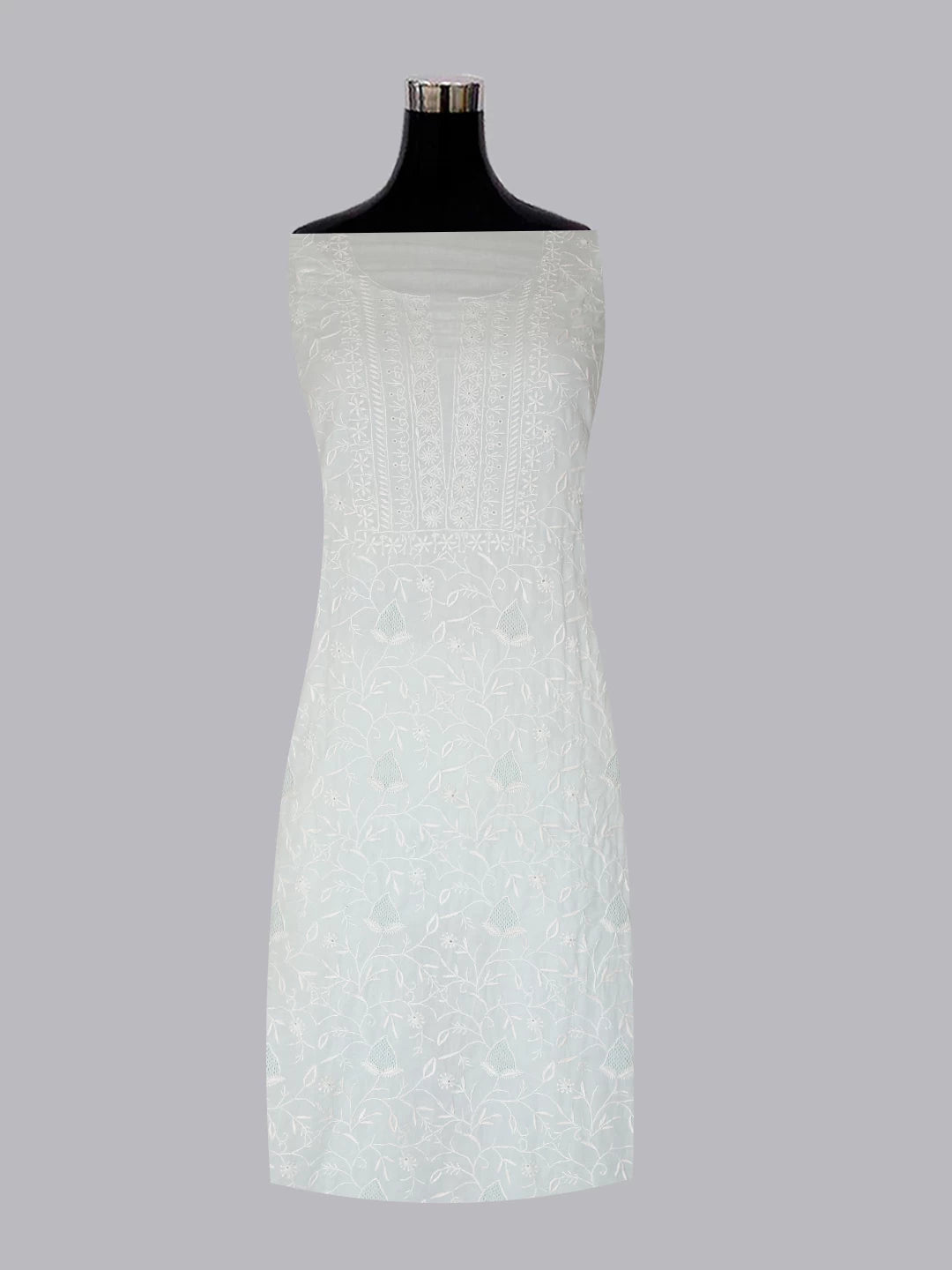 Ada Hand Embroidered Sea Green Cotton Lucknowi Chikankari Unstitched Suit Piece 01A334734