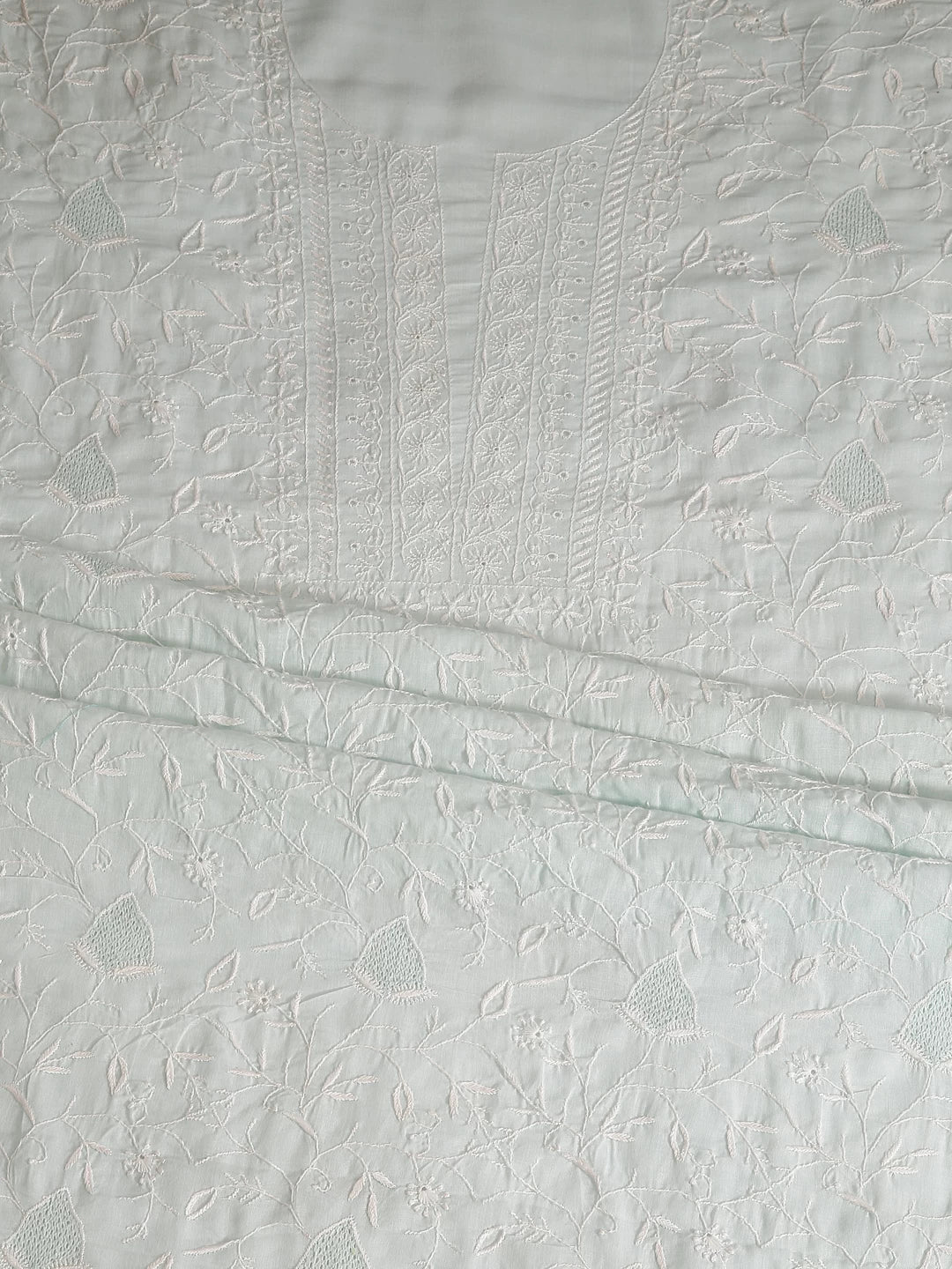Ada Hand Embroidered Sea Green Cotton Lucknowi Chikankari Unstitched Suit Piece 01A334734