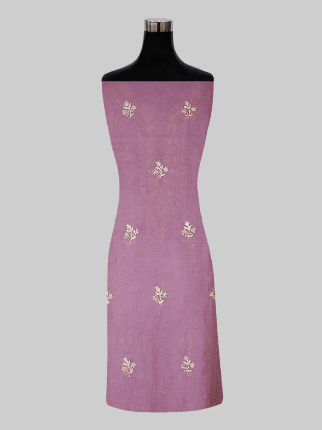 Ada Hand Embroidered Pink Tissue Lucknowi Chikankari Semi-stitched Kurta Dupatta Set With Zari Work 01A403890