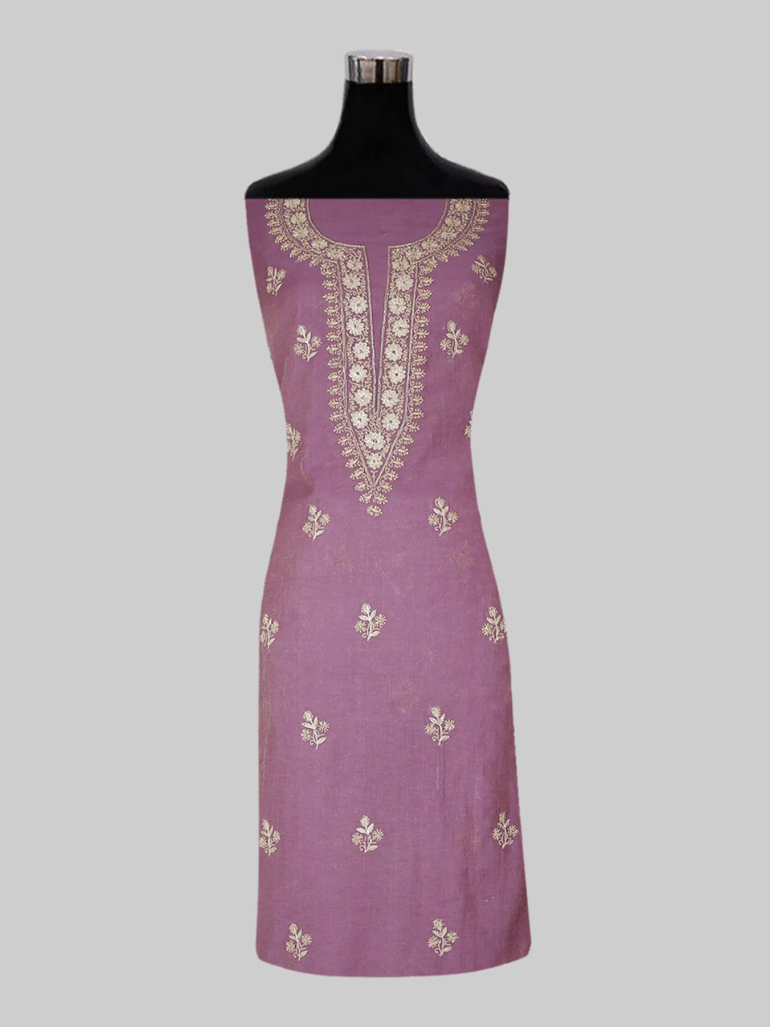 Ada Hand Embroidered Pink Tissue Lucknowi Chikankari Semi-stitched Kurta Dupatta Set With Zari Work 01A403890