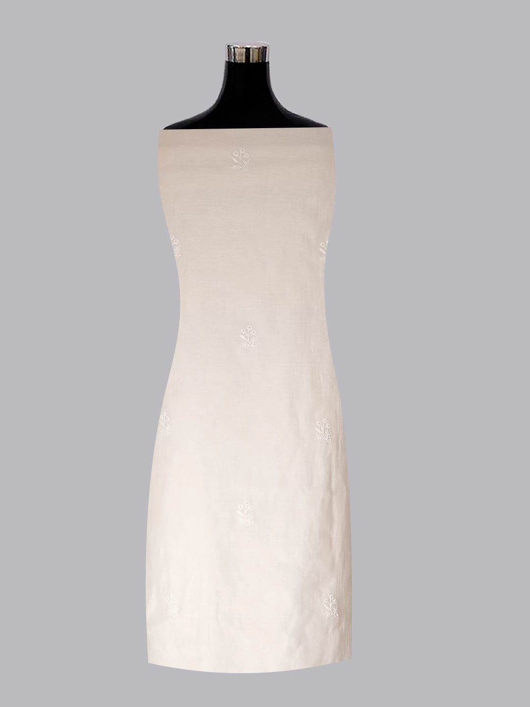 Ada Hand Embroidered Off White Chanderi Lucknowi Chikankari Unstitched Kurta Dupatta Set With Cutdana Work 01A454439