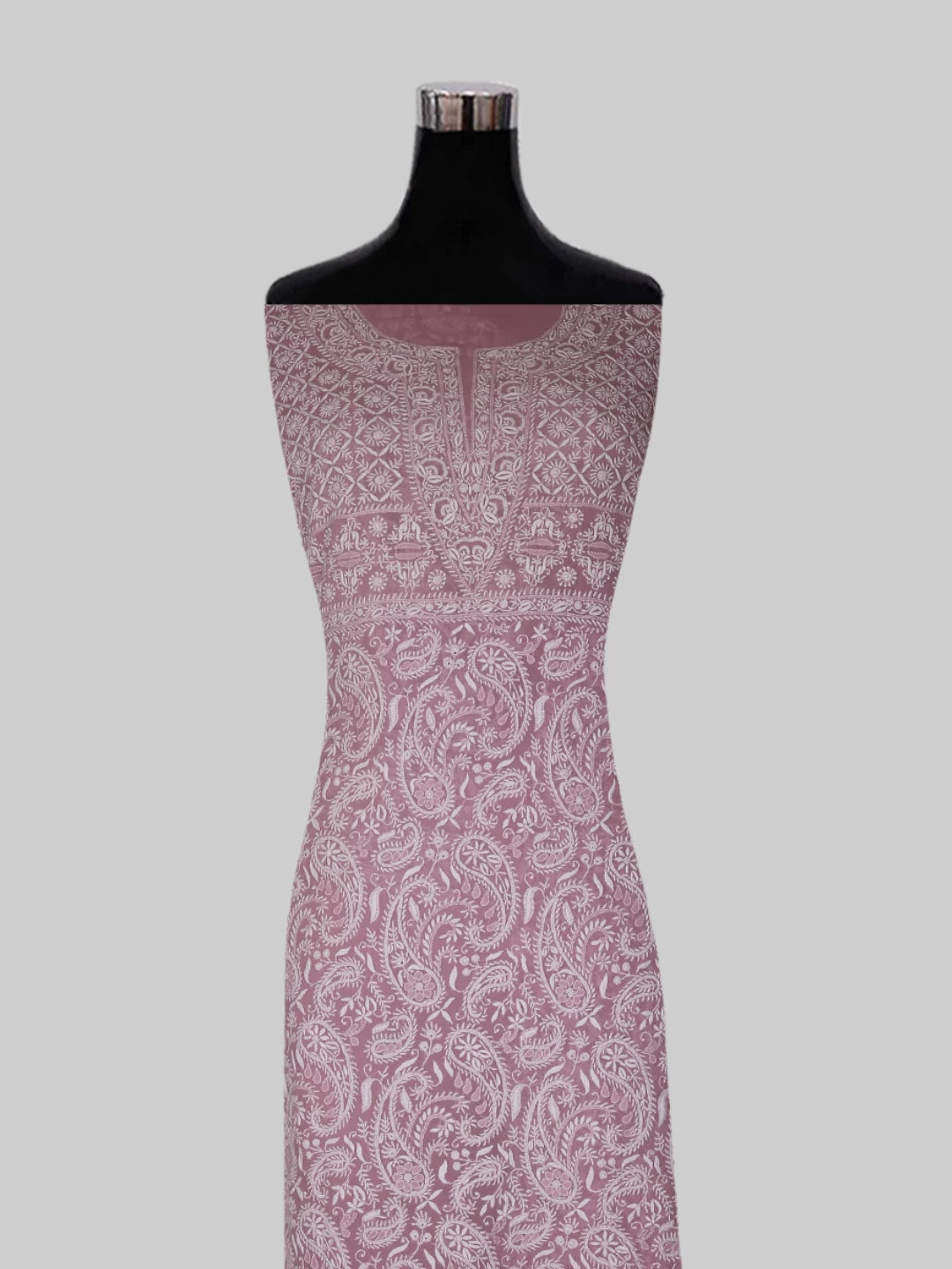 Ada Hand Embroidered Pink Pure Georgette Lucknowi Chikankari Unstitched Kurta Piece A21482