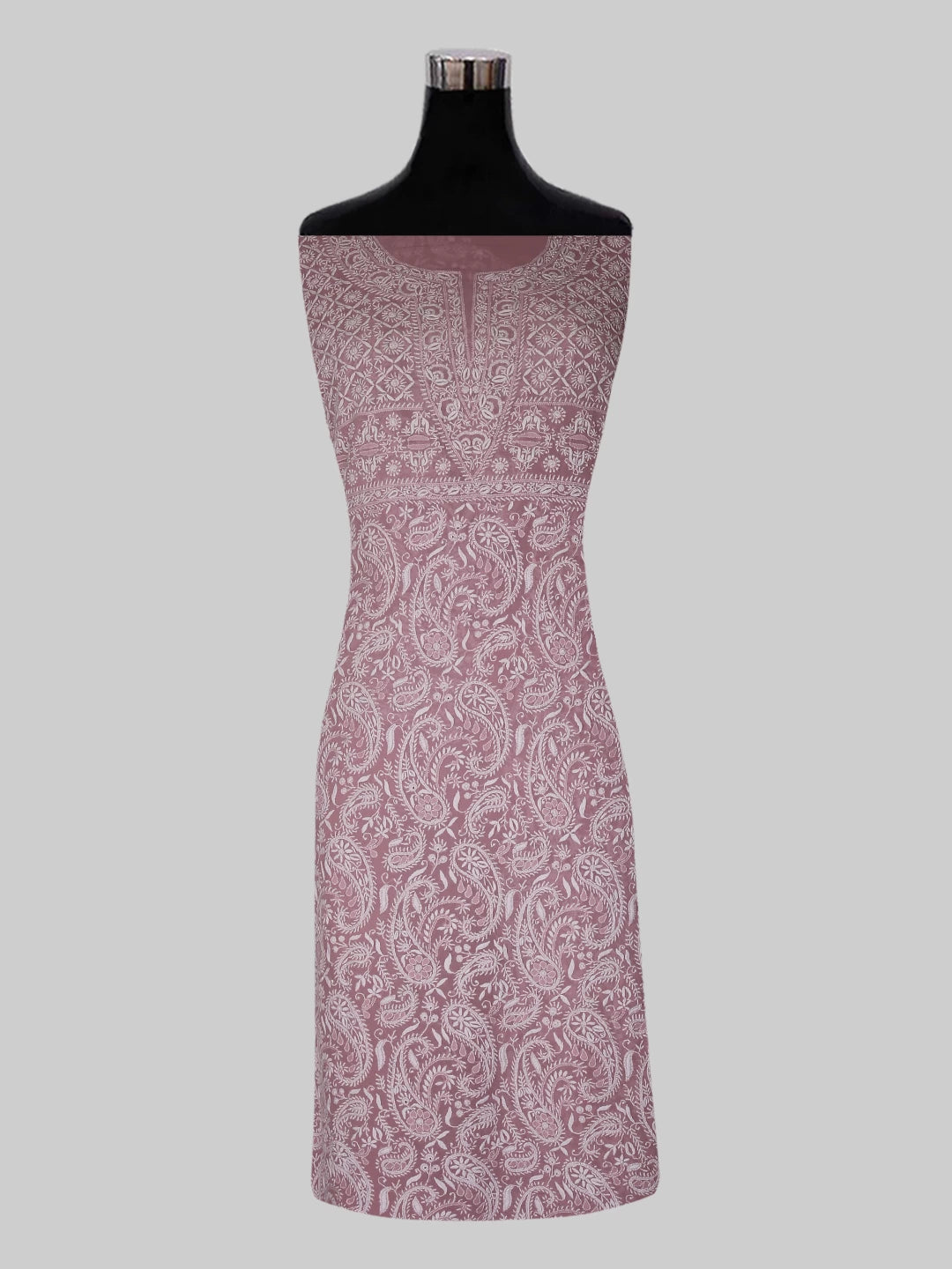 Ada Hand Embroidered Pink Pure Georgette Lucknowi Chikankari Unstitched Kurta Piece A21482