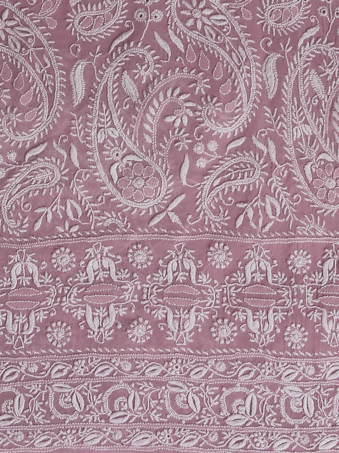 Ada Hand Embroidered Pink Pure Georgette Lucknowi Chikankari Unstitched Kurta Piece A21482