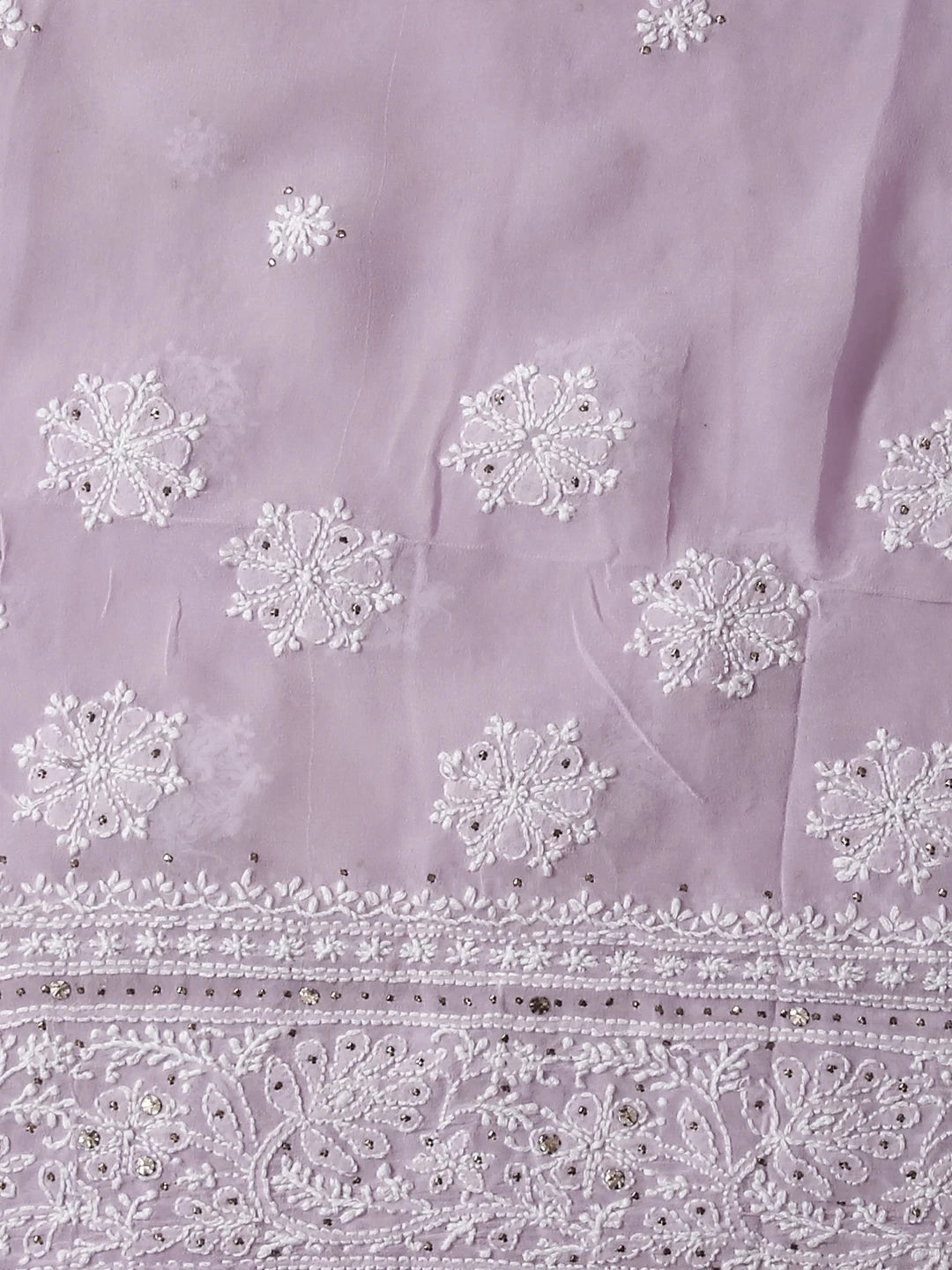 Ada Hand Embroidered Ombre Shade Of Lilac Pure Georgette Lucknowi Chikankari Saree/Blouse With Mukaish Work 01A398207