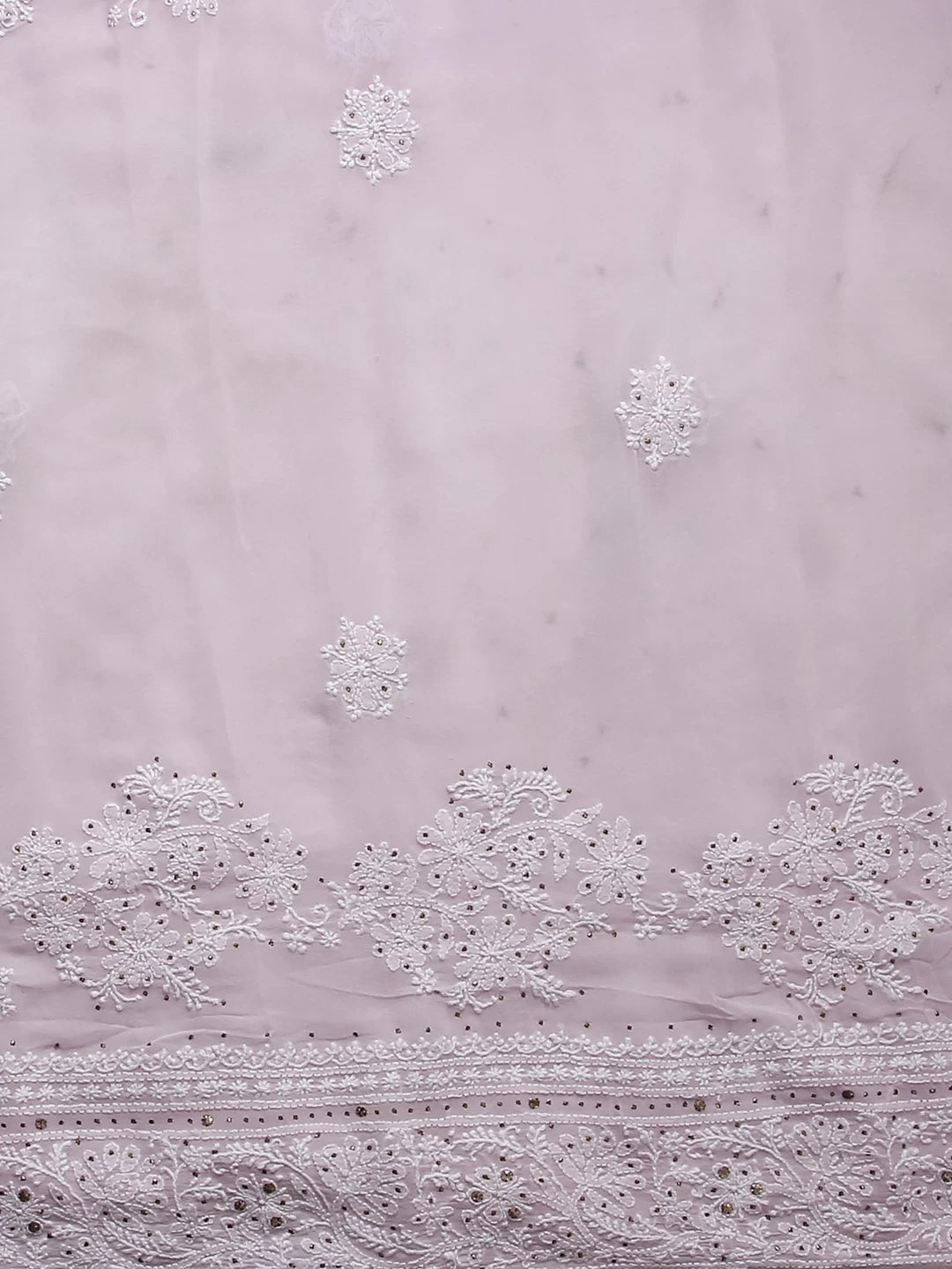 Ada Hand Embroidered Ombre Shade Of Lilac Pure Georgette Lucknowi Chikankari Saree/Blouse With Mukaish Work 01A398207