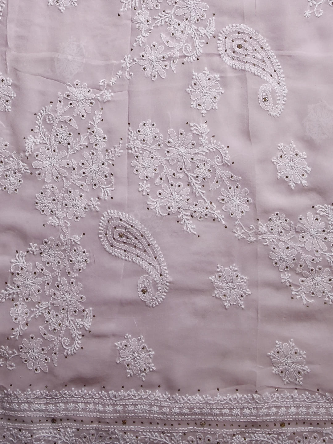 Ada Hand Embroidered Ombre Shade Of Lilac Pure Georgette Lucknowi Chikankari Saree/Blouse With Mukaish Work 01A398207