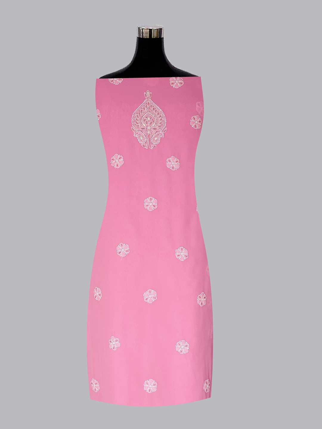 Ada Hand Embroidered Light Pink Georgette Lucknowi Chikankari Unstitched Suit Piece With Gotapatti 01A385424