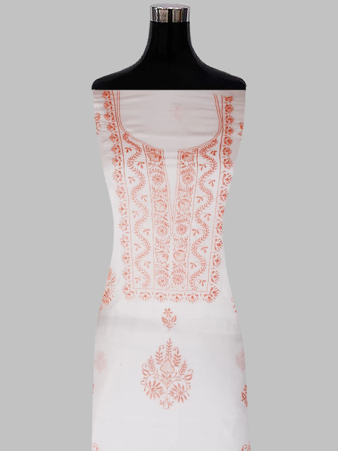 Ada Hand Embroidered White Muslin Lucknowi Chikankari Unstitched Suit Piece 01A435424