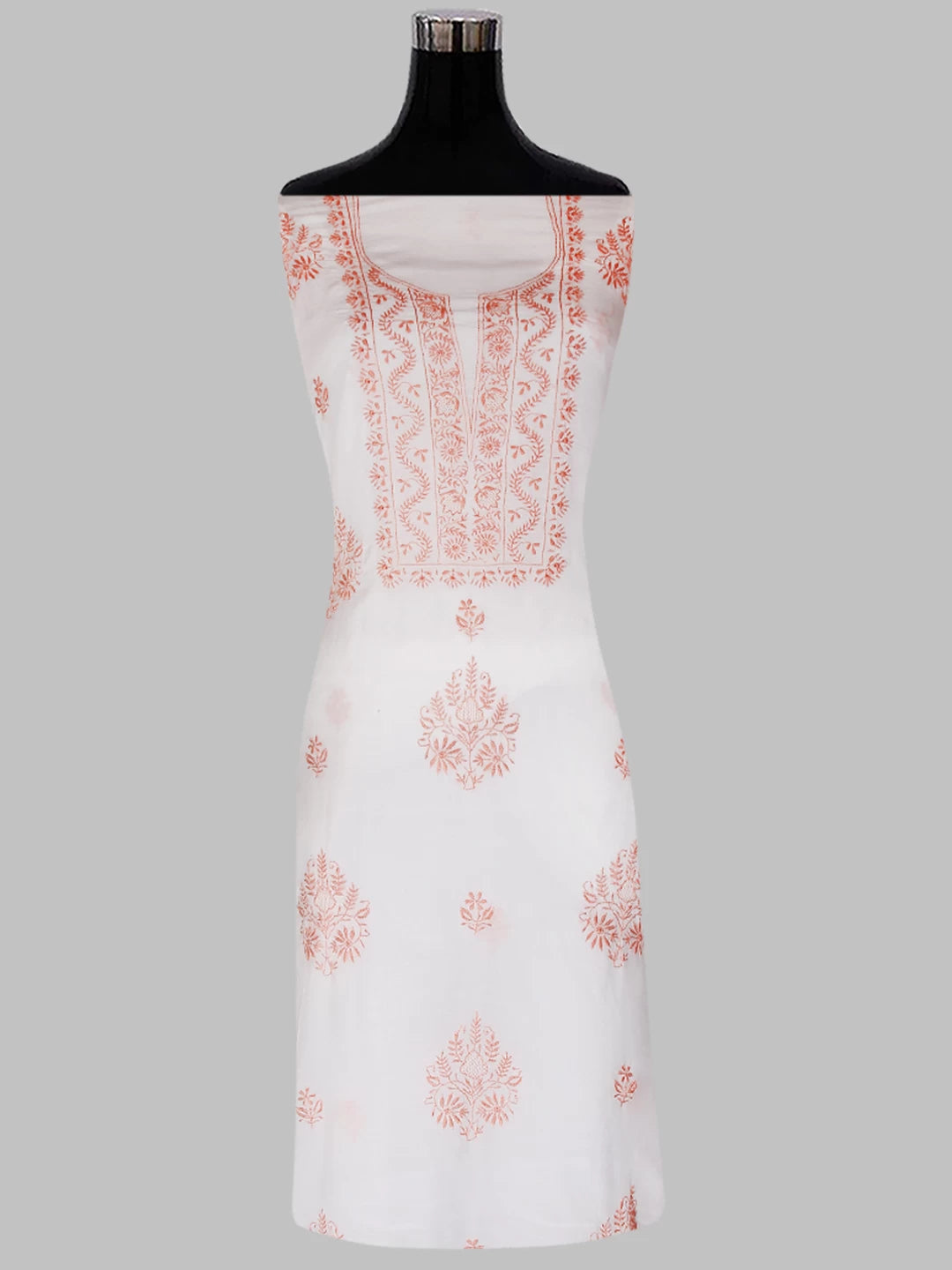Ada Hand Embroidered White Muslin Lucknowi Chikankari Unstitched Suit Piece 01A435424