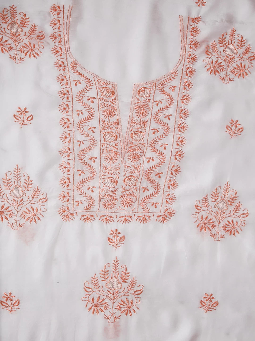 Ada Hand Embroidered White Muslin Lucknowi Chikankari Unstitched Suit Piece 01A435424
