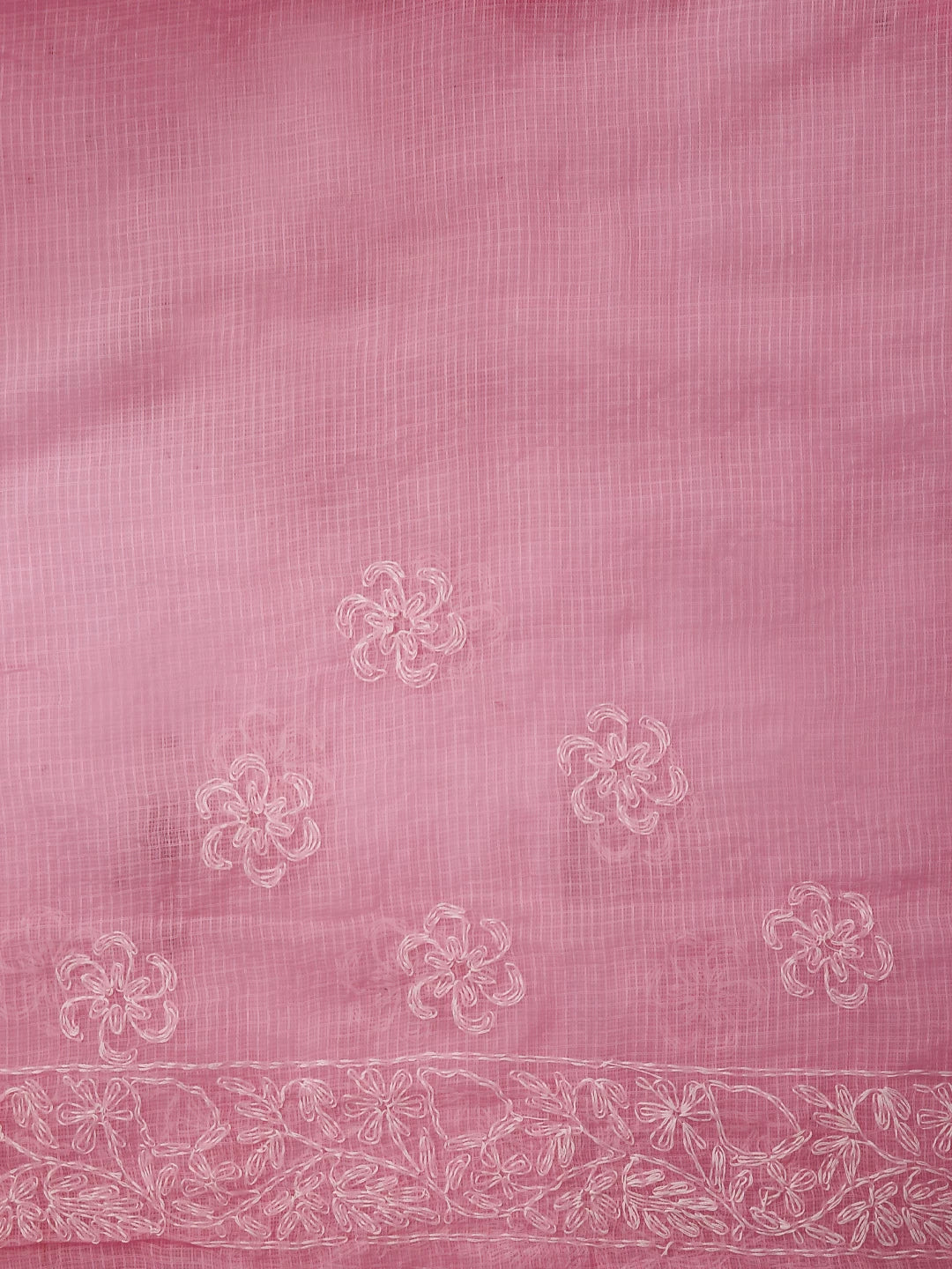 Ada Hand Embroidered Pink Kota Cotton Lucknowi Chikankari Saree With Blouse 01A452629