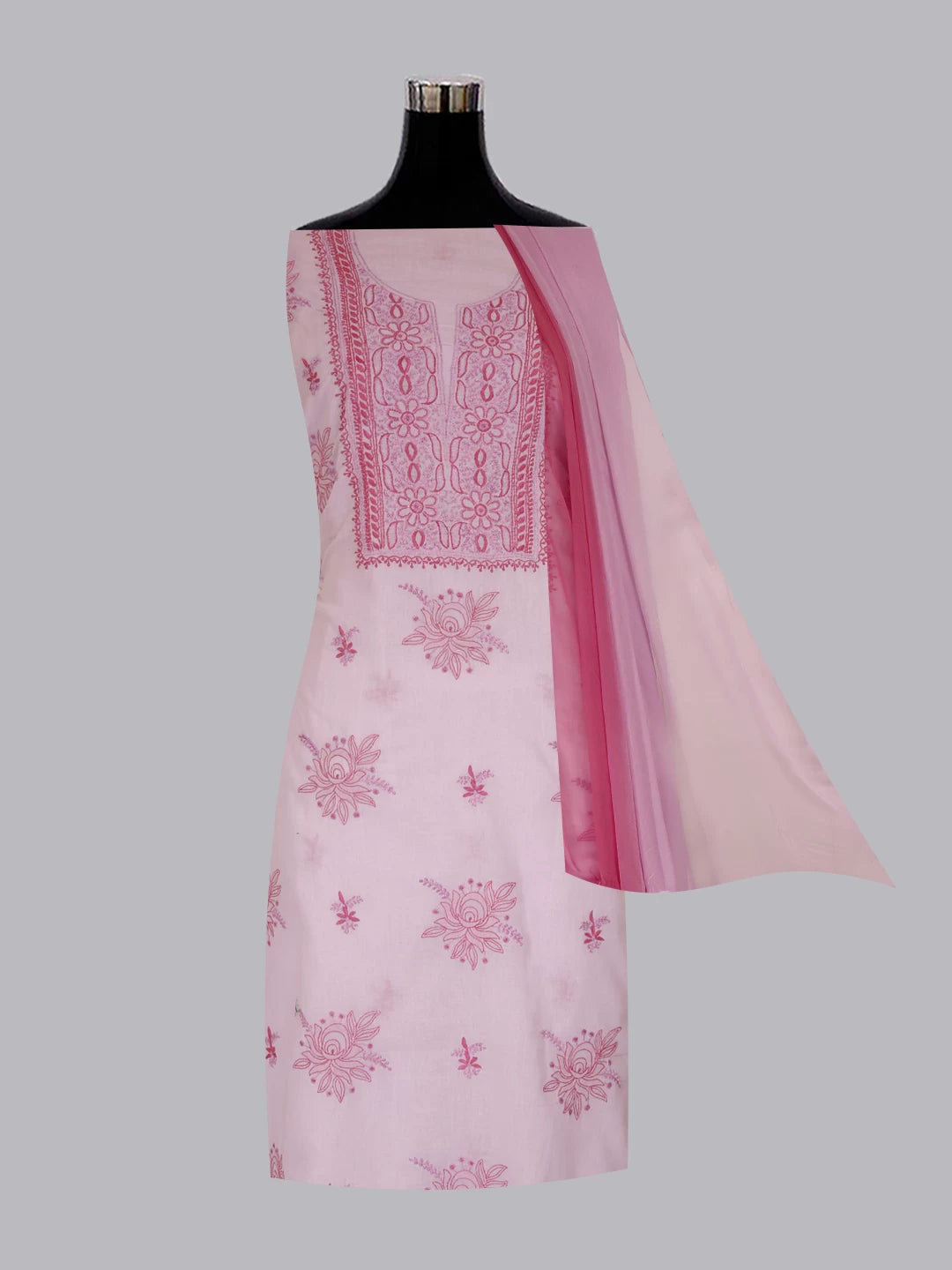 Ada Hand Embroidered Lilac Cotton Lucknowi Chikankari Unstitched Suit Piece 01A461198